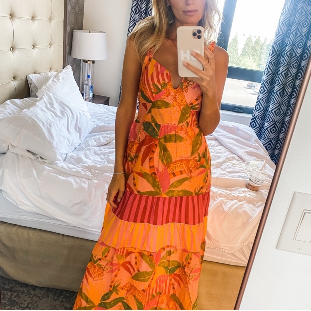 SOLD — FARM Rio Vibrant Orange and Pink Maxi Dress
